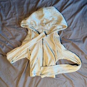 Aeropostale Light Gray Ribbed Hoodie